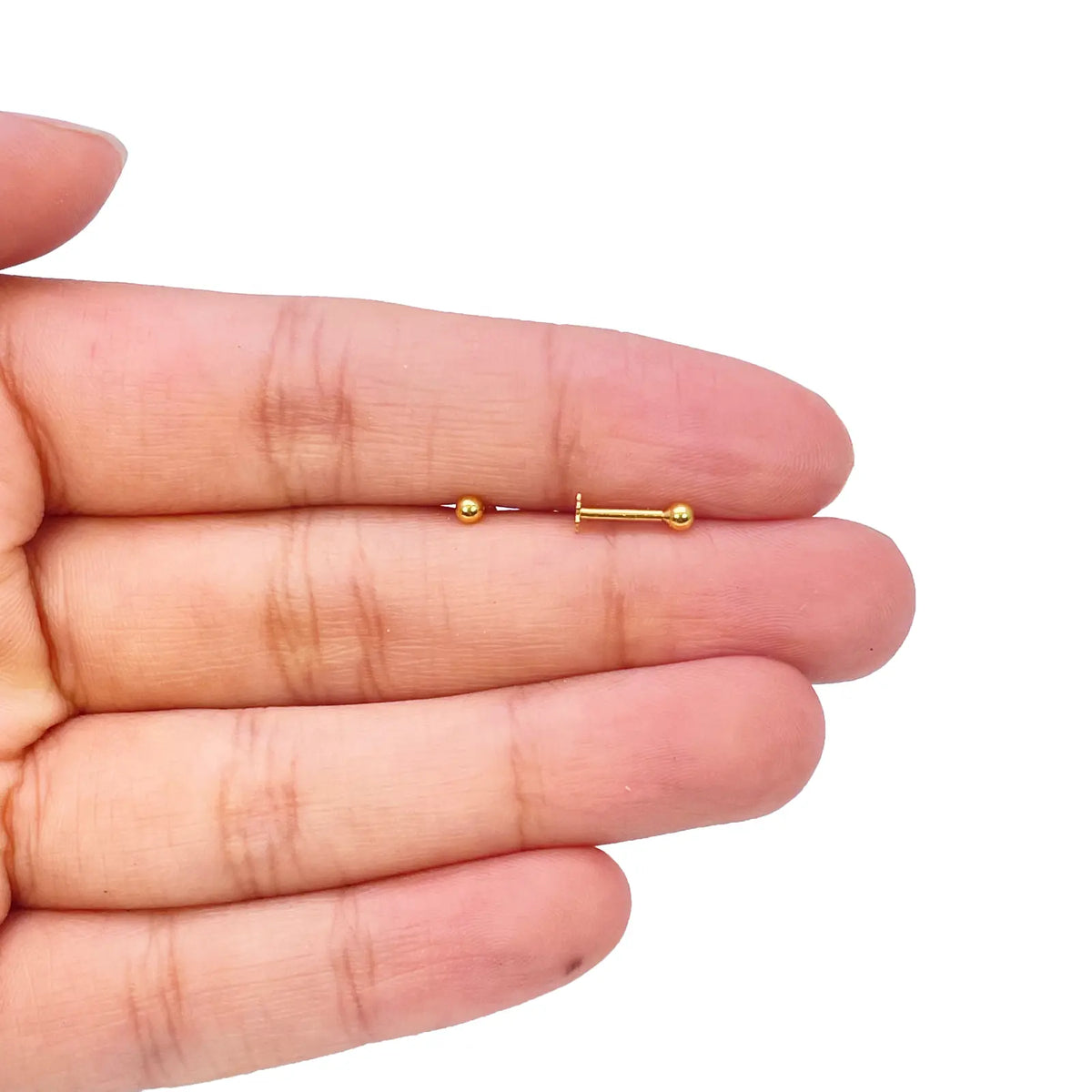 22ct Yellow Plain Gold Round Ball Children's Earrings 2.2mm 