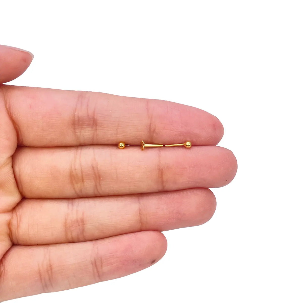 22ct Yellow Plain Gold Round Ball Children's Earrings 2.2mm 