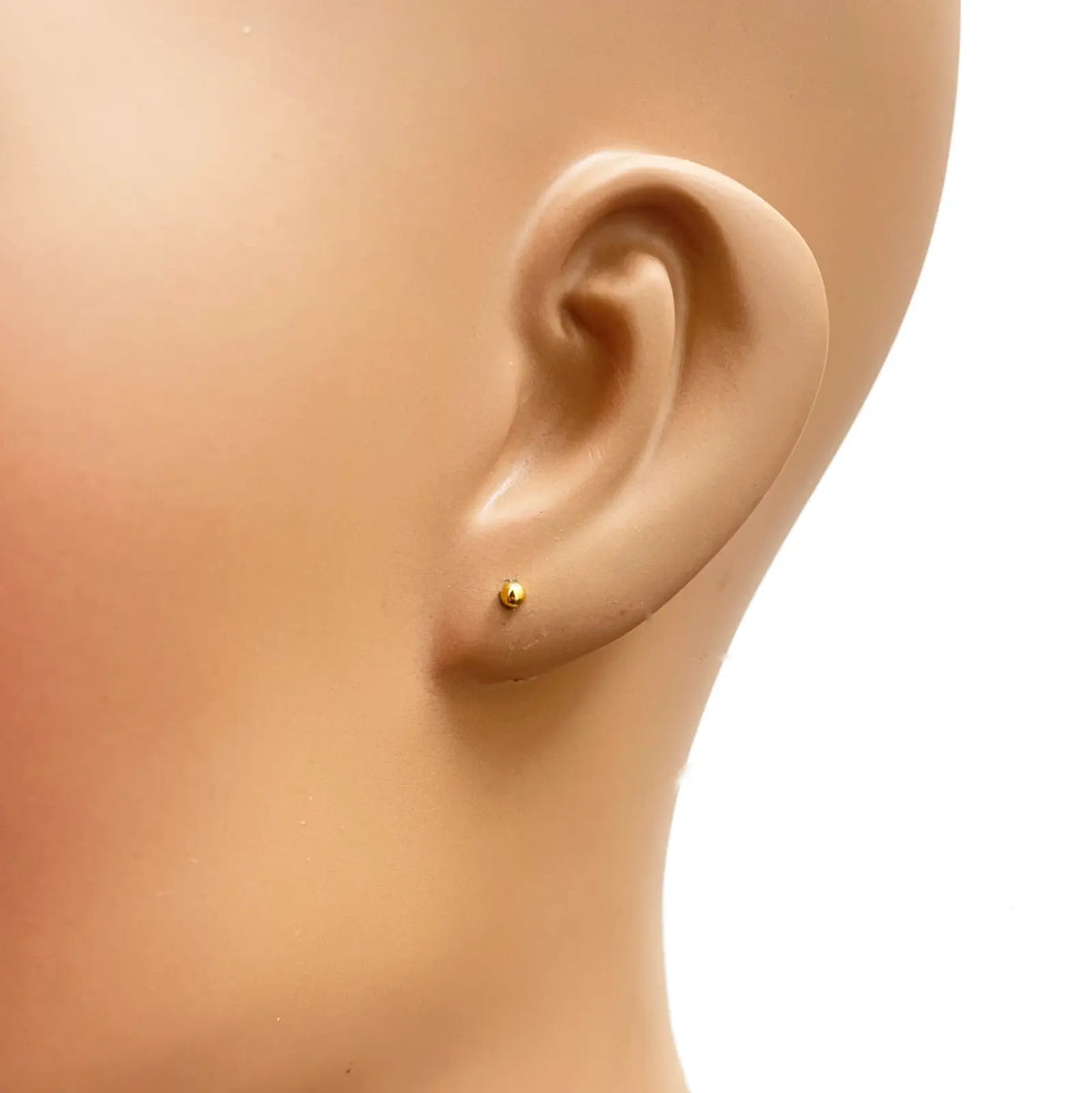 22ct Yellow Plain Gold Round Ball Children's Earrings 2.2mm 