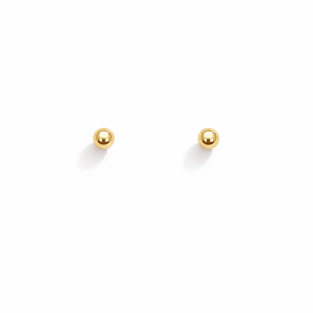 22ct Yellow Plain Gold Round Ball Children's Earrings 2.2mm  Children's gold earring