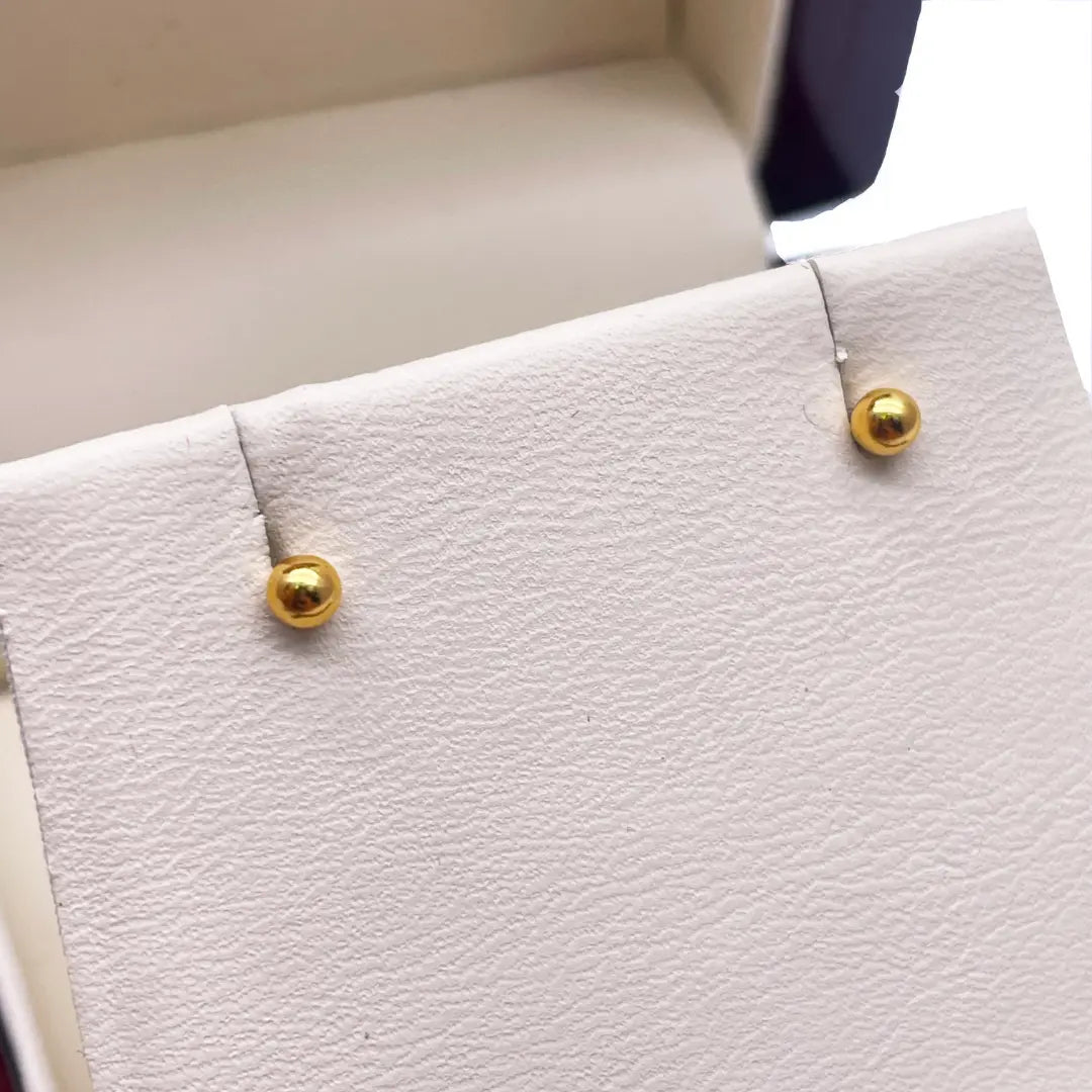 22ct Yellow Plain Gold Round Ball Children's Earrings 2.5mm 