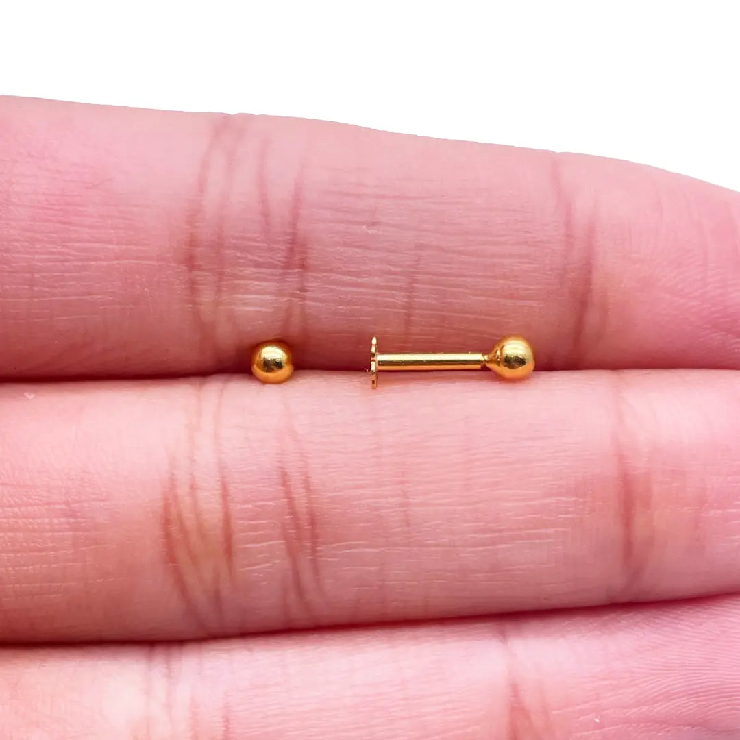 22ct Yellow Plain Gold Round Ball Children's Earrings 2.5mm 