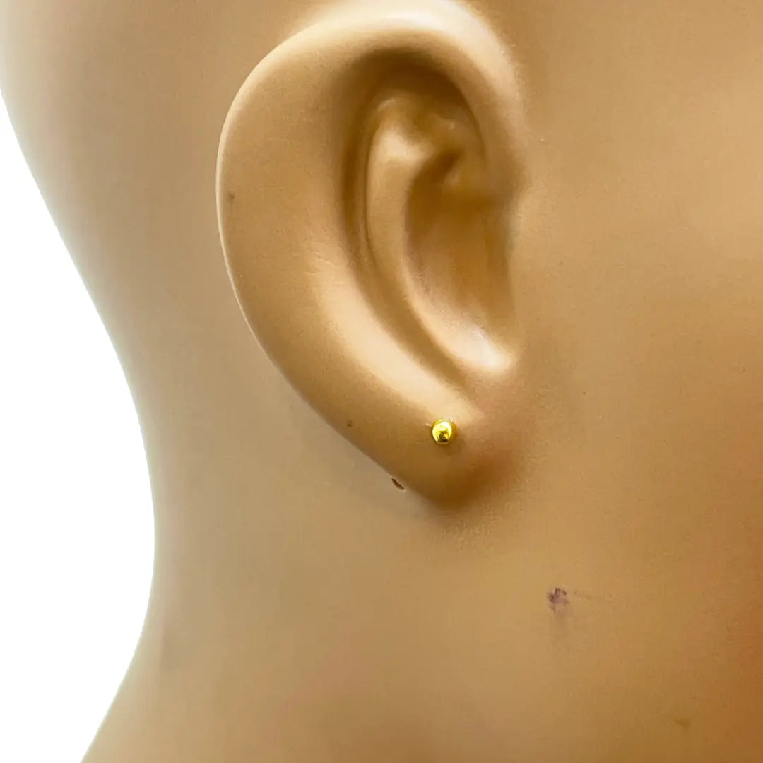22ct Yellow Plain Gold Round Ball Children's Earrings 2.5mm 