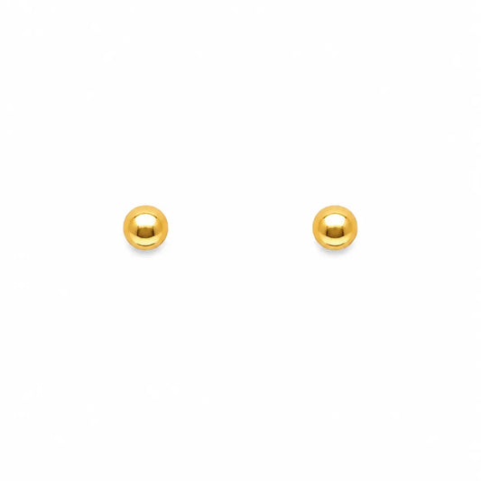 22ct Yellow Plain Gold Round Ball Children's Earrings 3.0mm  Children's gold earring