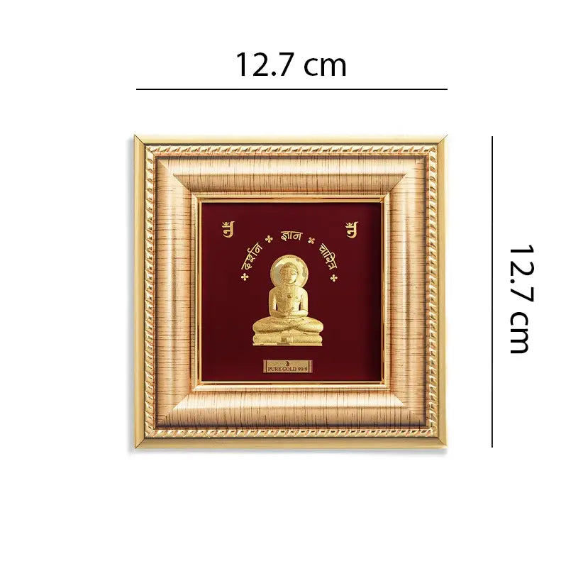 24ct Gold Mahavir Frame Pure Gold Leaf 12.7 x 12.7 cm  Diamond Bracelets