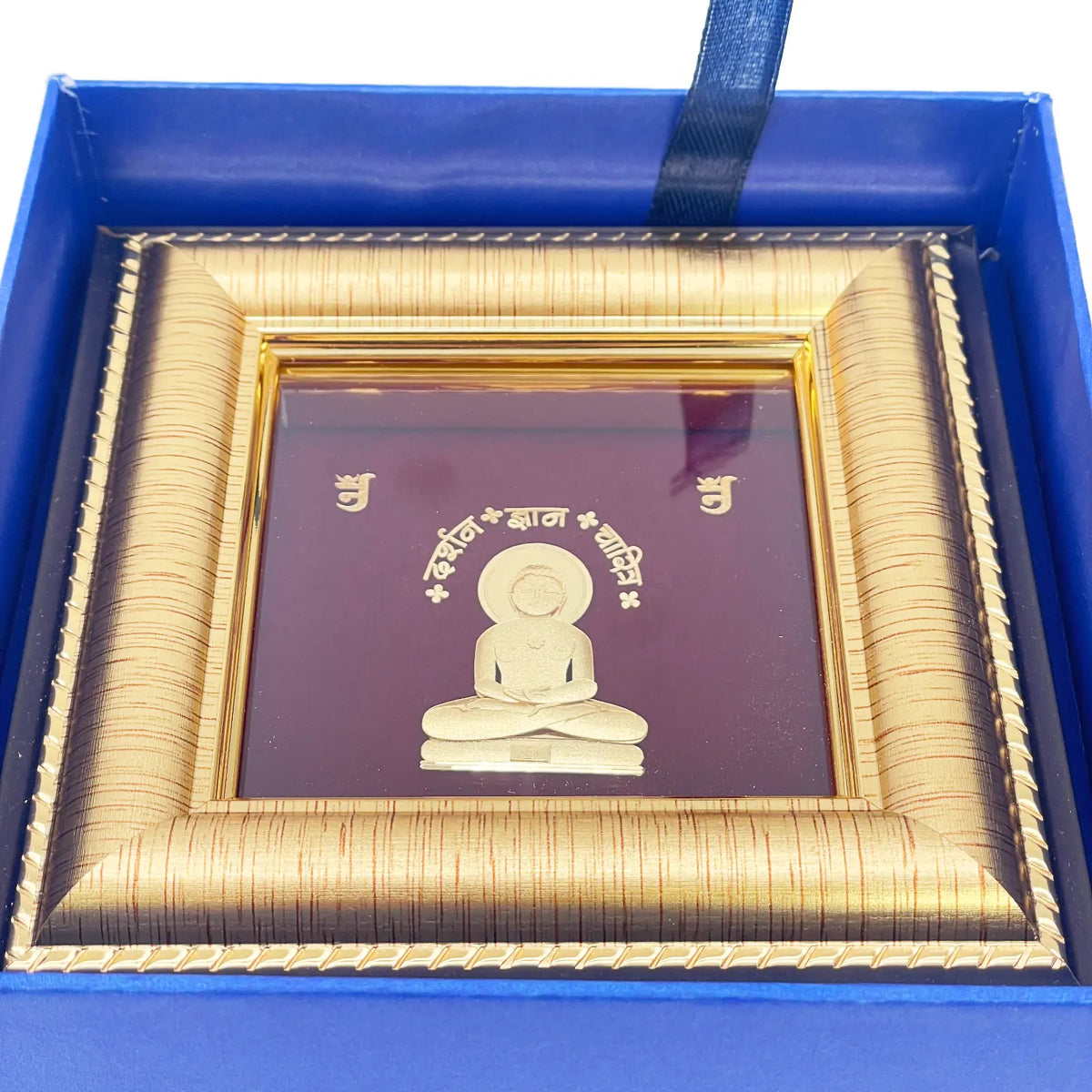 24ct Gold Mahavir Frame Pure Gold Leaf 12.7 x 12.7 cm  Diamond Bracelets