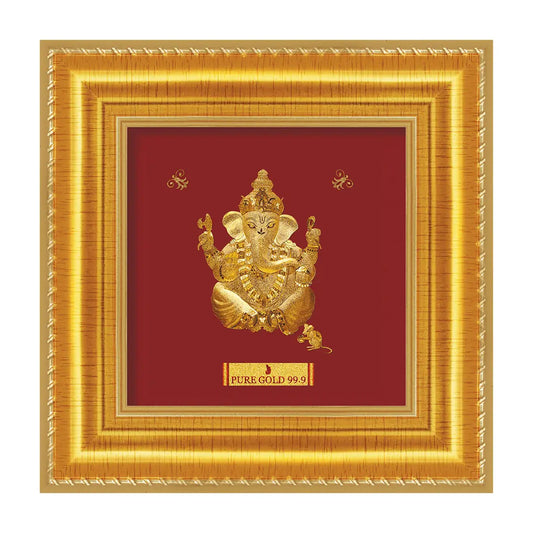 24ct Pure Gold Leaf Baby Ganesha Frame 13.9 x 13.9cm 