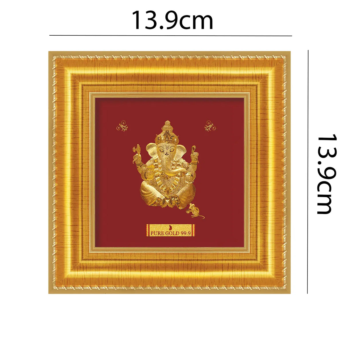 24ct Pure Gold Leaf Baby Ganesha Frame 13.9 x 13.9cm 