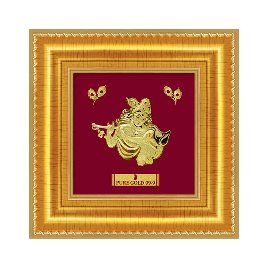 24ct Pure Gold Leaf Krishna Frame 12.7 x 12.7cm 