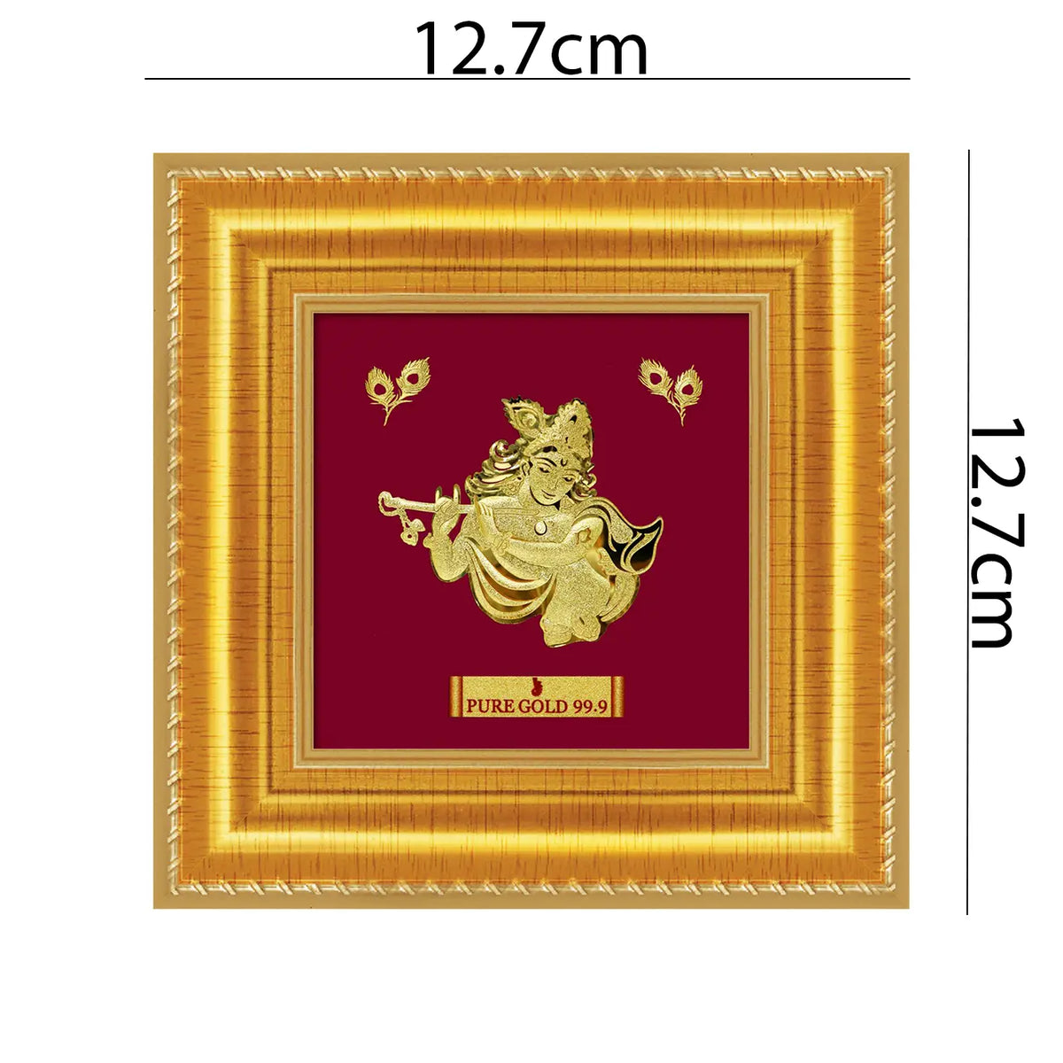 24ct Pure Gold Leaf Krishna Frame 12.7 x 12.7cm 