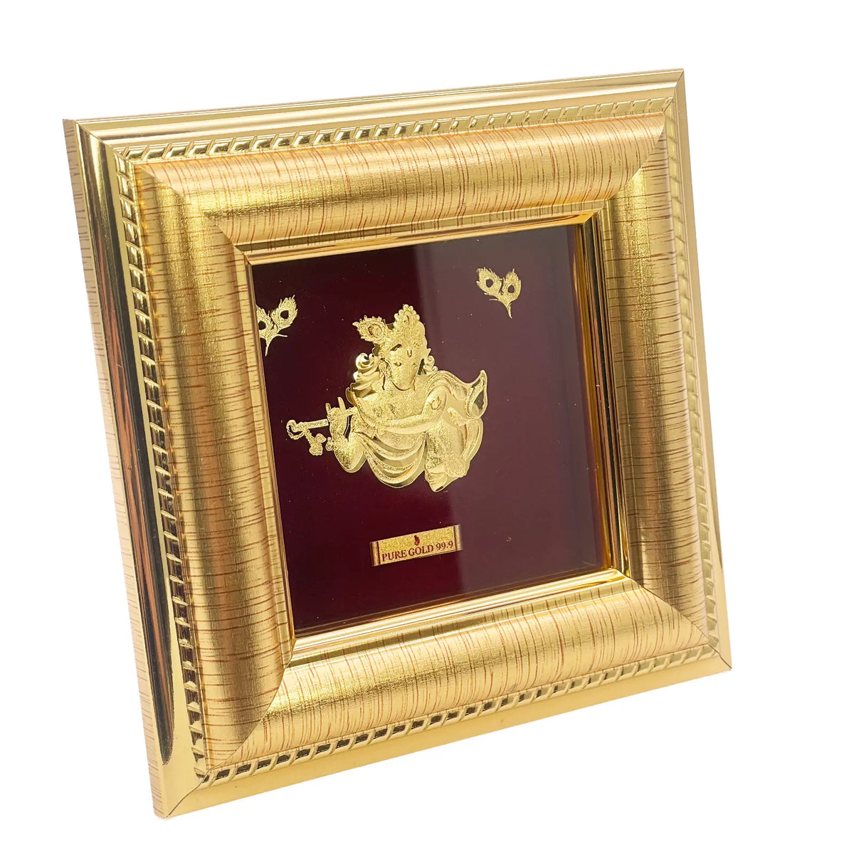 24ct Pure Gold Leaf Krishna Frame 12.7 x 12.7cm 