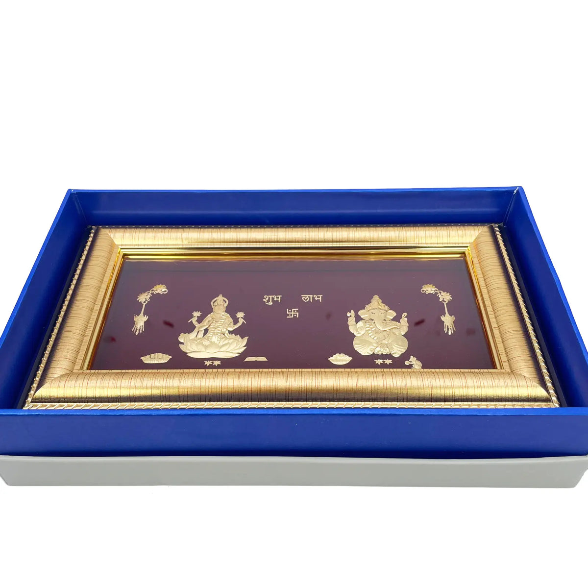 24ct Pure Gold Leaf Lakshmi & Ganesha Frame 10 x 5.5Inches 