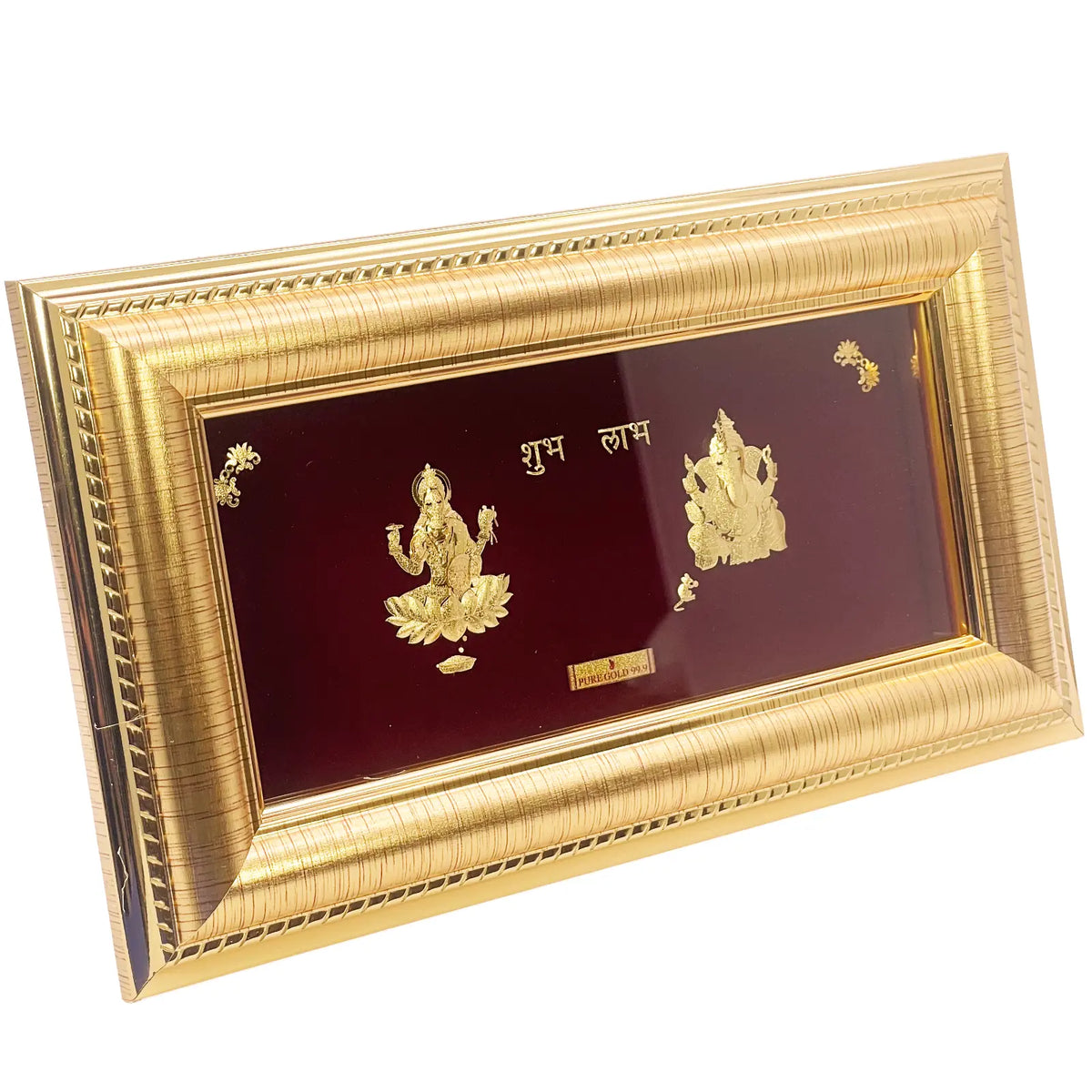 24ct Pure Gold Leaf Lakshmi & Ganesha Frame 21.6 x 12.7cm  Diamond Bracelets