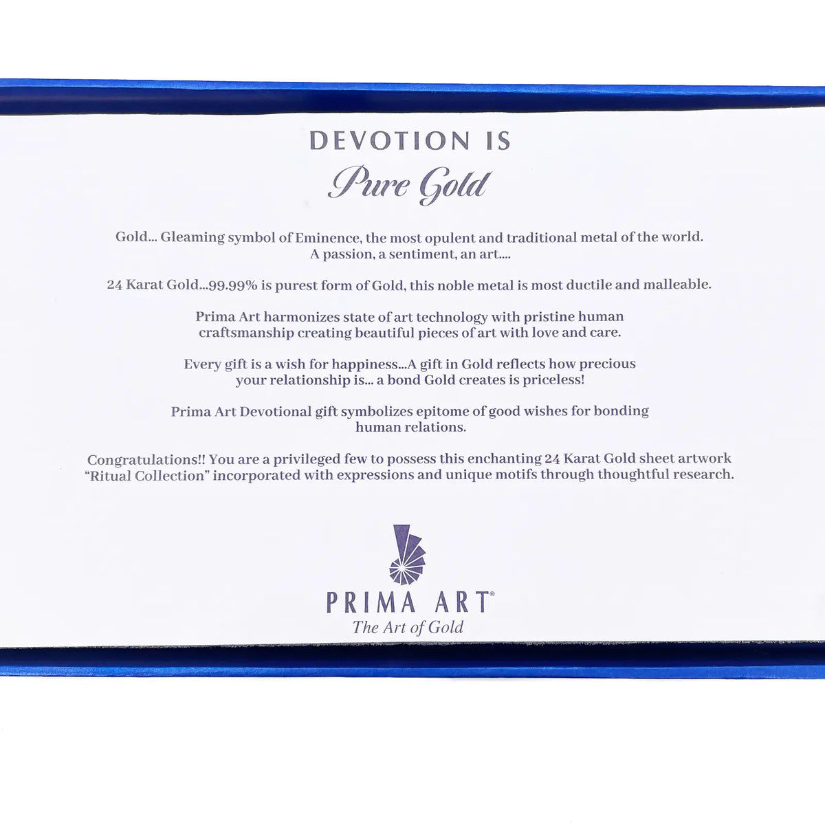 24ct Pure Gold Leaf Mahavir Mantra Frame 25.4 x 19cm 
