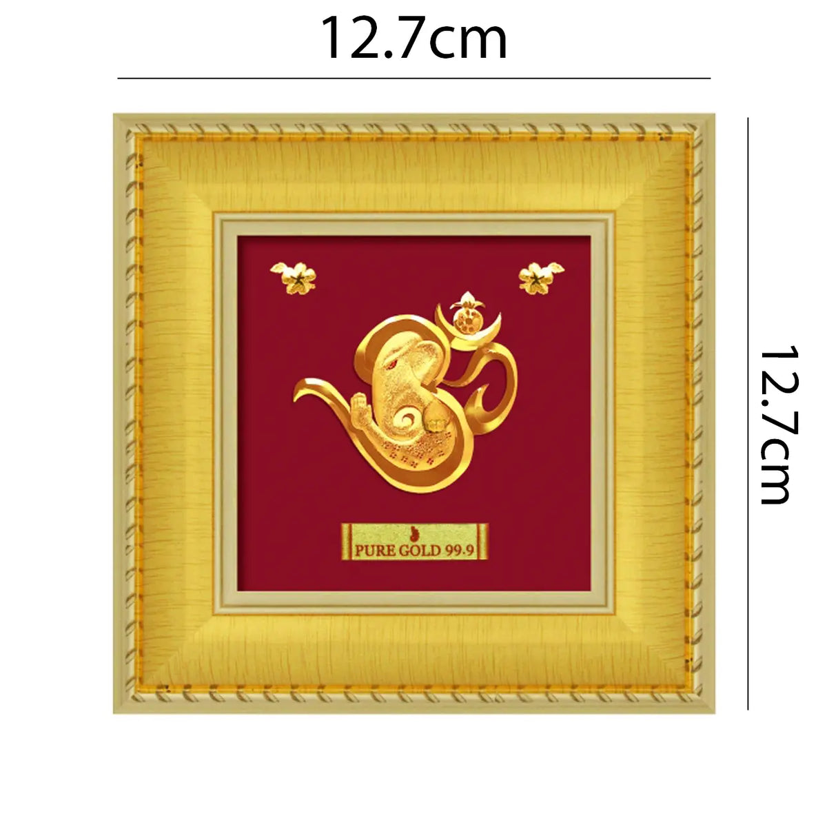 24ct Pure Gold Leaf Om Ganesha Frame 12.7 x 12.7cm 