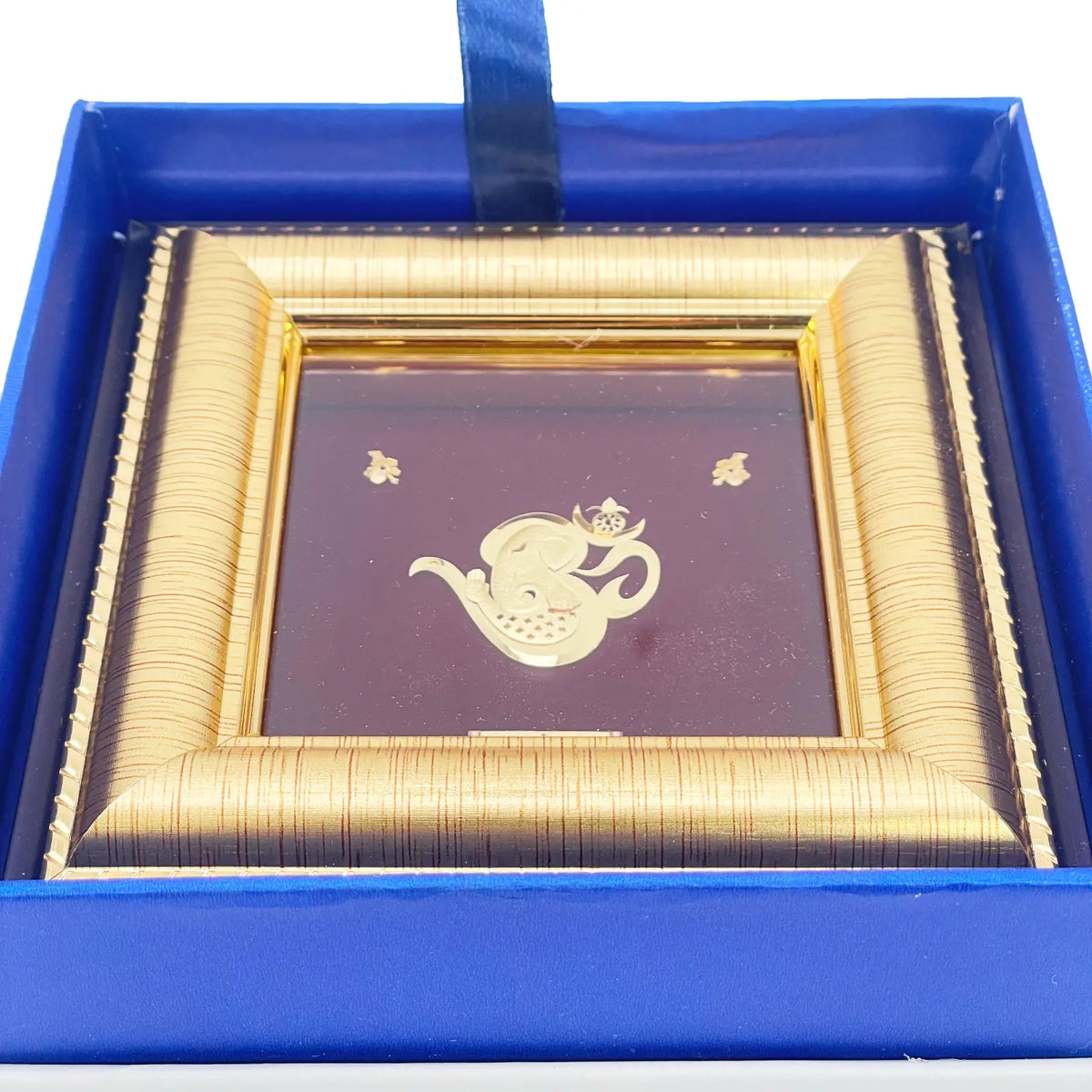 24ct Pure Gold Leaf Om Ganesha Frame 12.7 x 12.7cm 