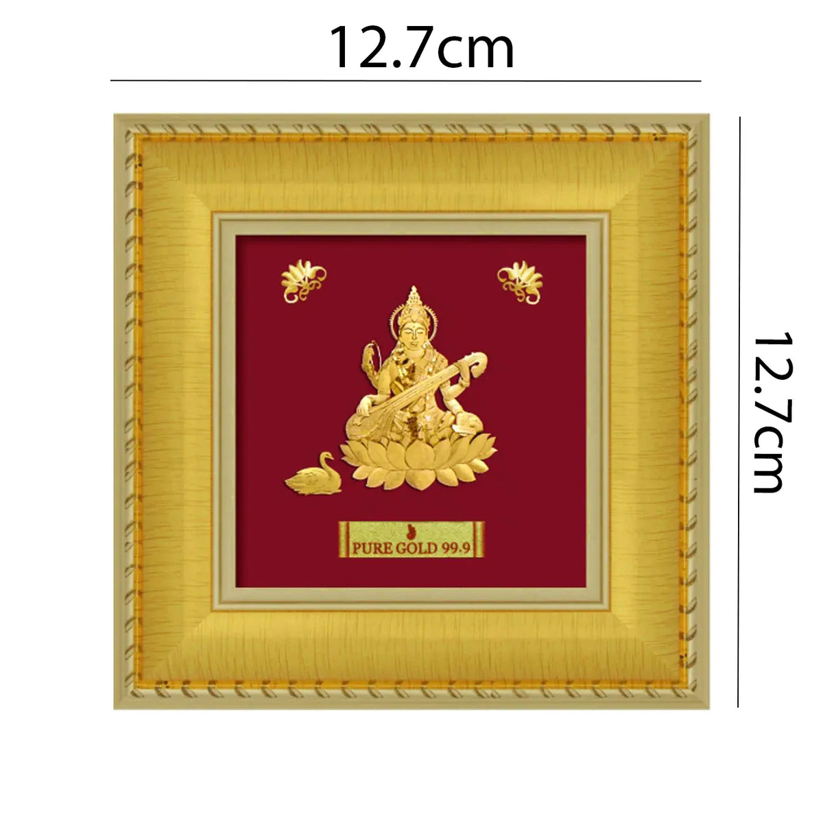 24ct Pure Gold Leaf Saraswati Frame 12.7 x 12.7cm 