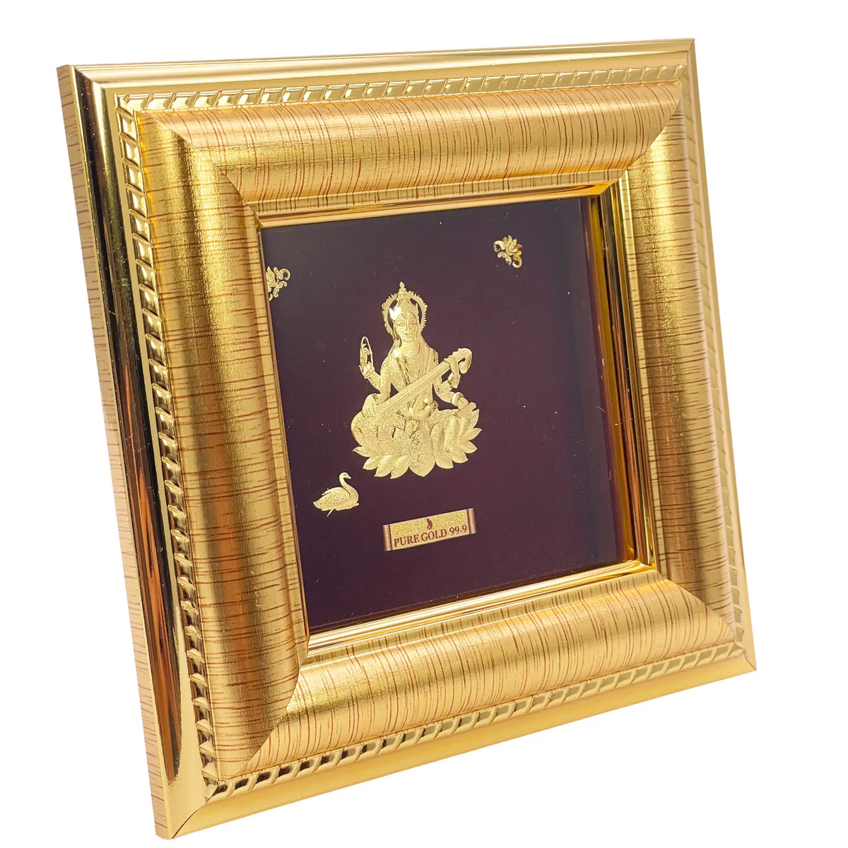 24ct Pure Gold Leaf Saraswati Frame 12.7 x 12.7cm 