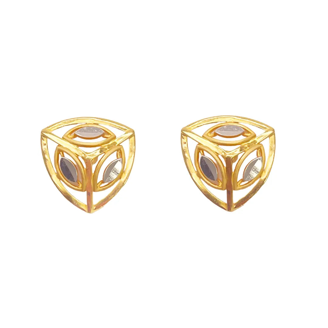 22ct Yellow Gold Diamond Cut Design Two Tone Earrings, Pendant & Chain Necklace 