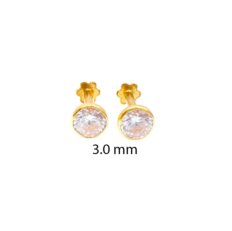 22ct Yellow Gold Round Bezel Children's Stud Earrings 2.5-4.5mm