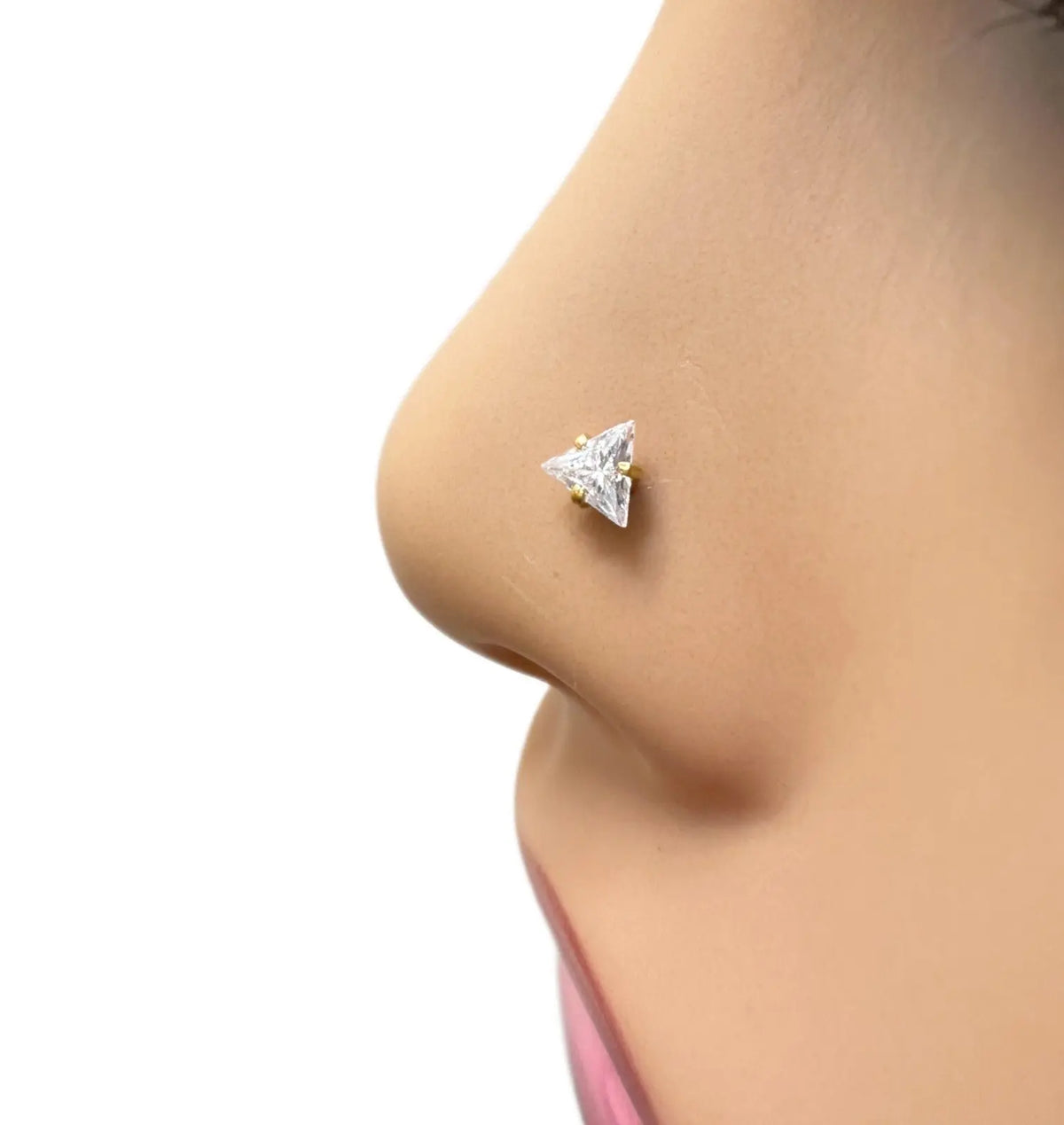 22 Karat Gelbgold & Zirkonia Nasenstecker/Nasenpiercing (2,5MM/3,5MM/4,0MM/4,5MM)