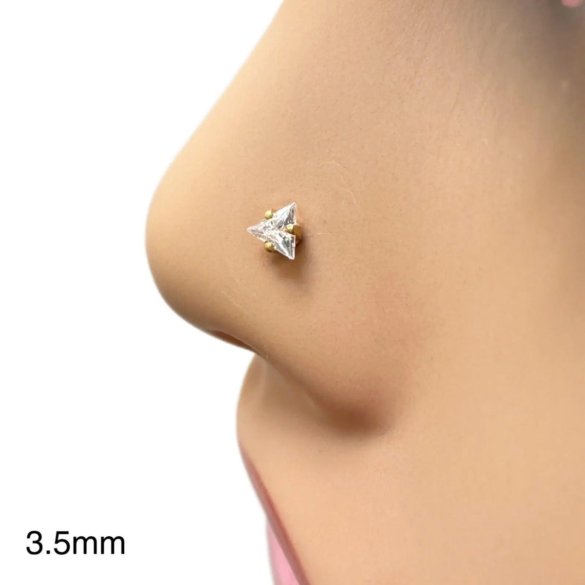 22ct Yellow Gold & Cubic Zirconia Nose Studs/Nose Pin (2.5MM/3.5MM/4.0MM/4.5MM) 