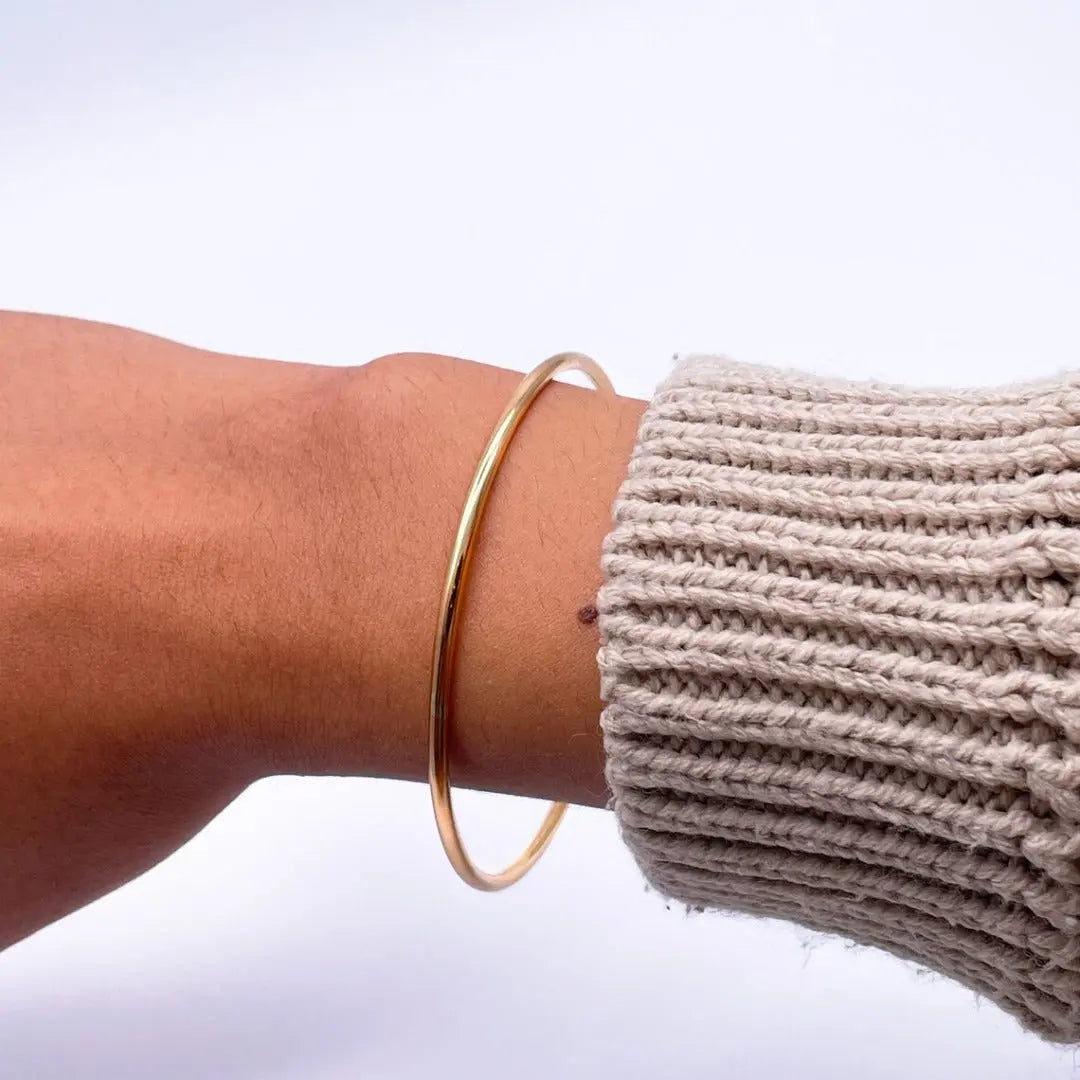 22ct Yellow Gold Solid Round Wire Handmade Plain Bangle 16.5gm 
