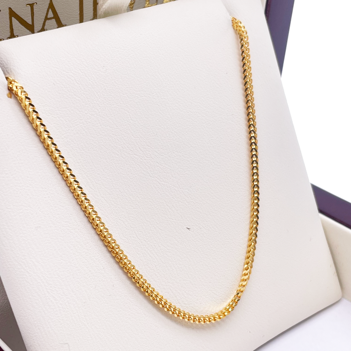 22ct Yellow Gold Foxtail Chain Necklace 22 Inch 1.8mm Width