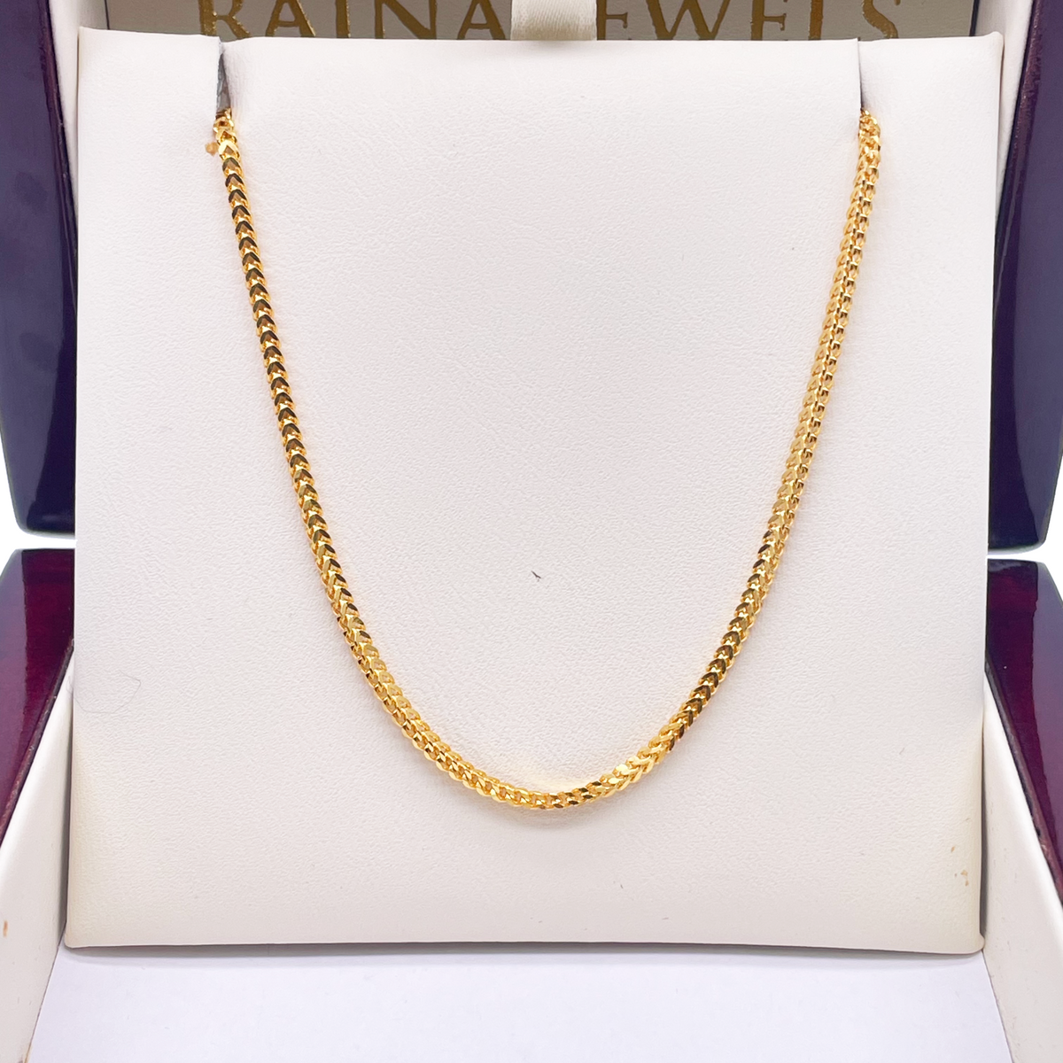 22ct Yellow Gold Foxtail Chain Necklace 22 Inch 1.8mm Width