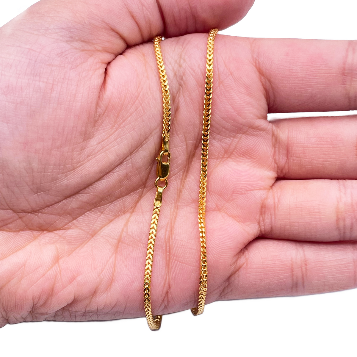 22ct Yellow Gold Foxtail Chain Necklace 22 Inch 1.8mm Width