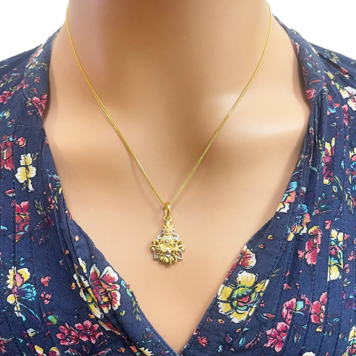 22ct Yellow Gold High Polished & Matt Lakshmi  Pendant 