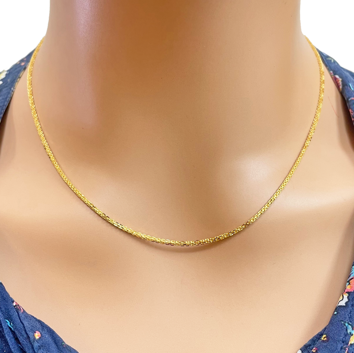 22ct Yellow Gold Solid Fancy Chain Necklace 18