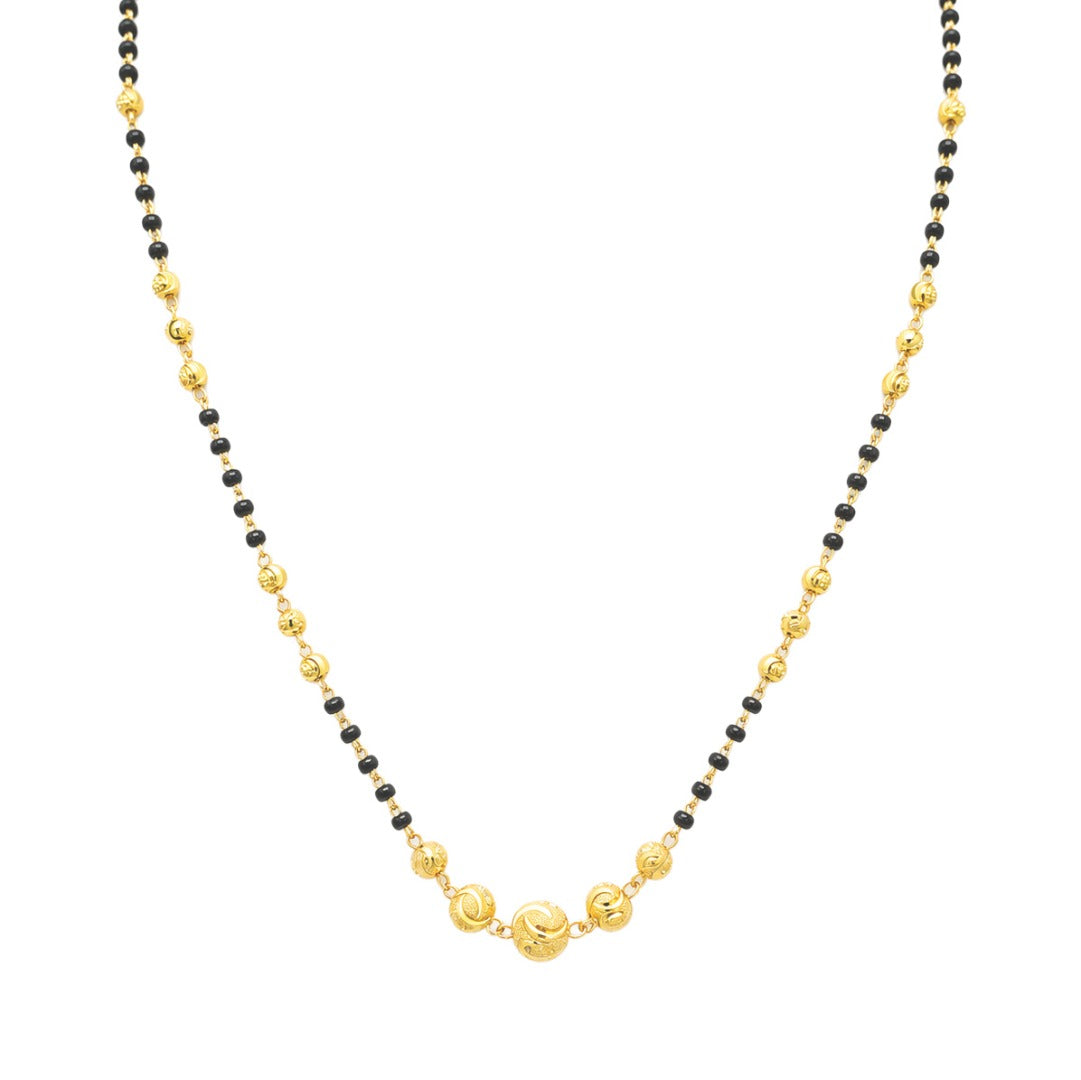 22 kt guldbelagte diamant-skårne perle mangalsutra halskæde 18,5