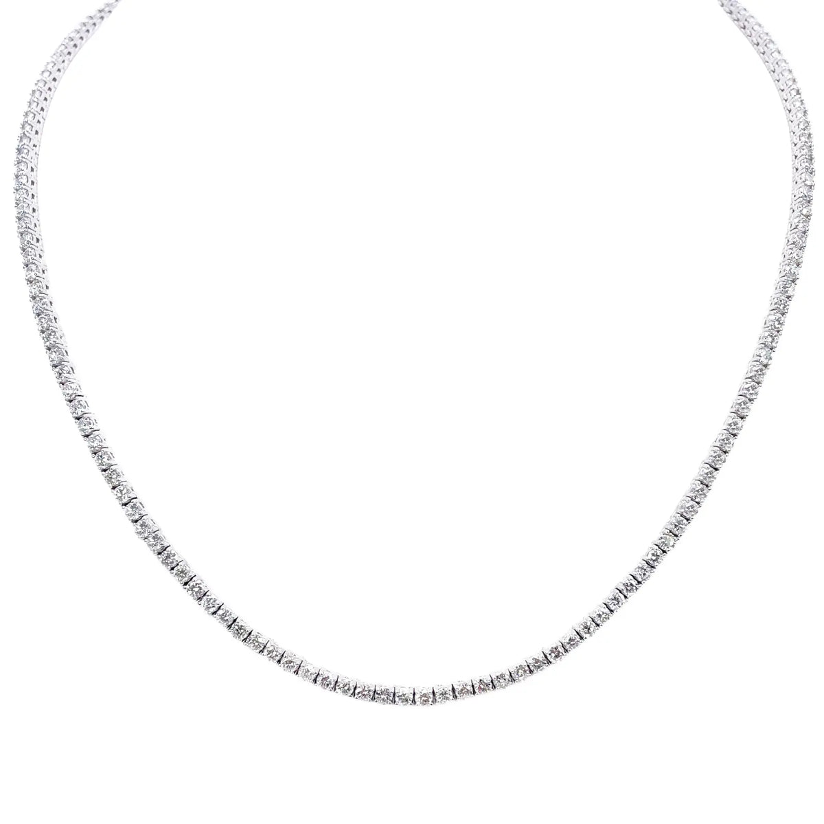 14ct White Gold Diamond Tennis Necklace 7.74ct 17''inches 