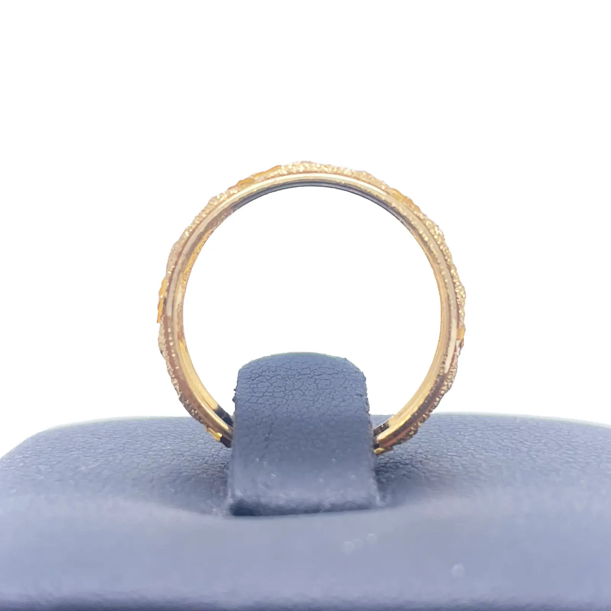 22ct Yellow Gold Textured & High Polished Edge Diamond Cut Stackable Band 4.6mm 