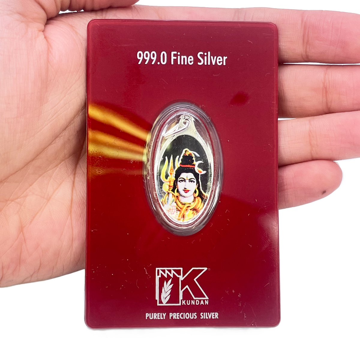999.9 Feinsilber 5 Gramm Farbiger Shankar / Shiva Anhänger Versiegelte Packung