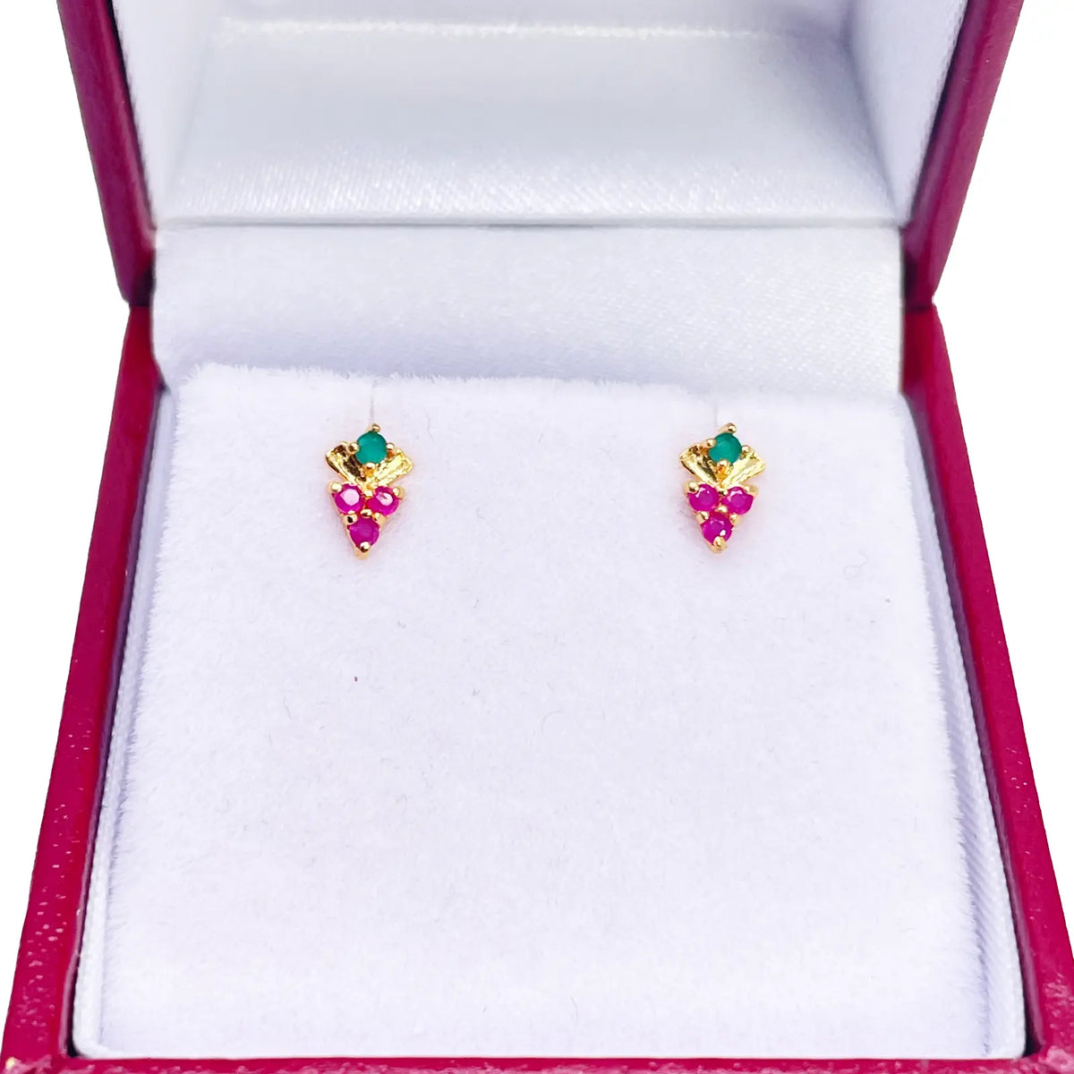 22ct Yellow Gold Children's Colourful Fruit Small Gemstone Stud Earrings 