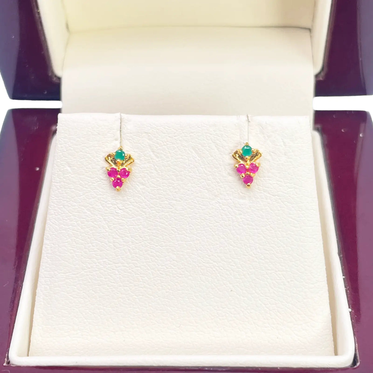 22ct Yellow Gold Children's Colourful Fruit Small Gemstone Stud Earrings 
