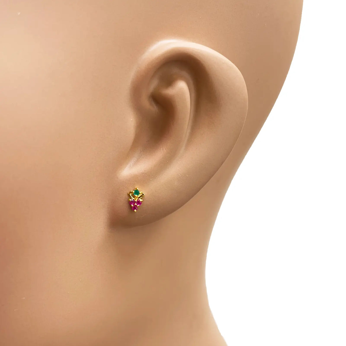 22ct Yellow Gold Children's Colourful Fruit Small Gemstone Stud Earrings 