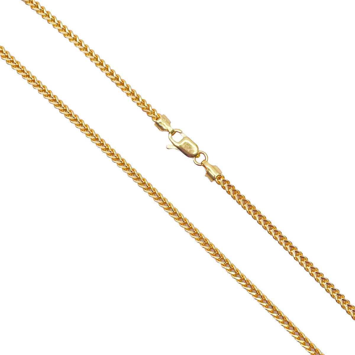 22ct Yellow Gold Solid Foxtail Chain Necklace 28 Inches 2.4mm Width