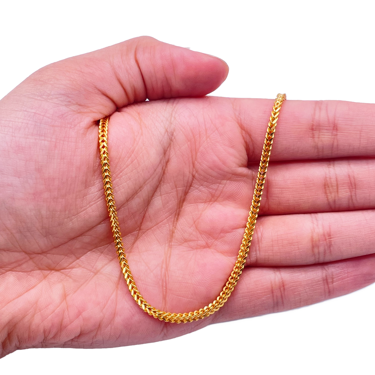 22ct Yellow Gold Solid Foxtail Chain Necklace 28 Inches 2.4mm Width