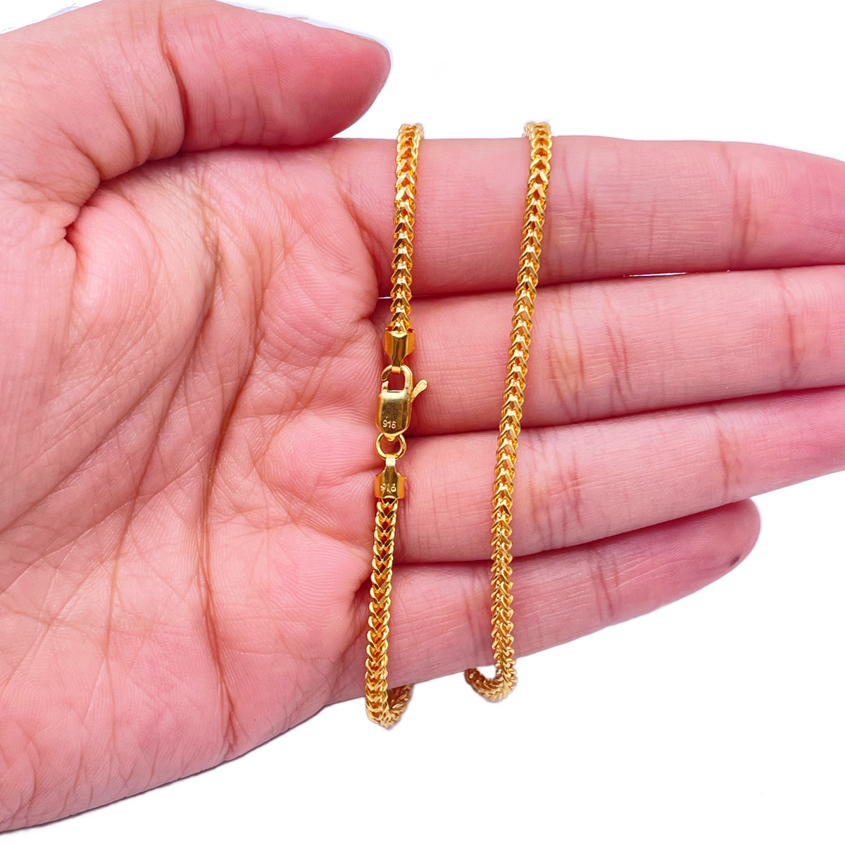 22ct Yellow Gold Solid Foxtail Chain Necklace 28 Inches 2.4mm Width