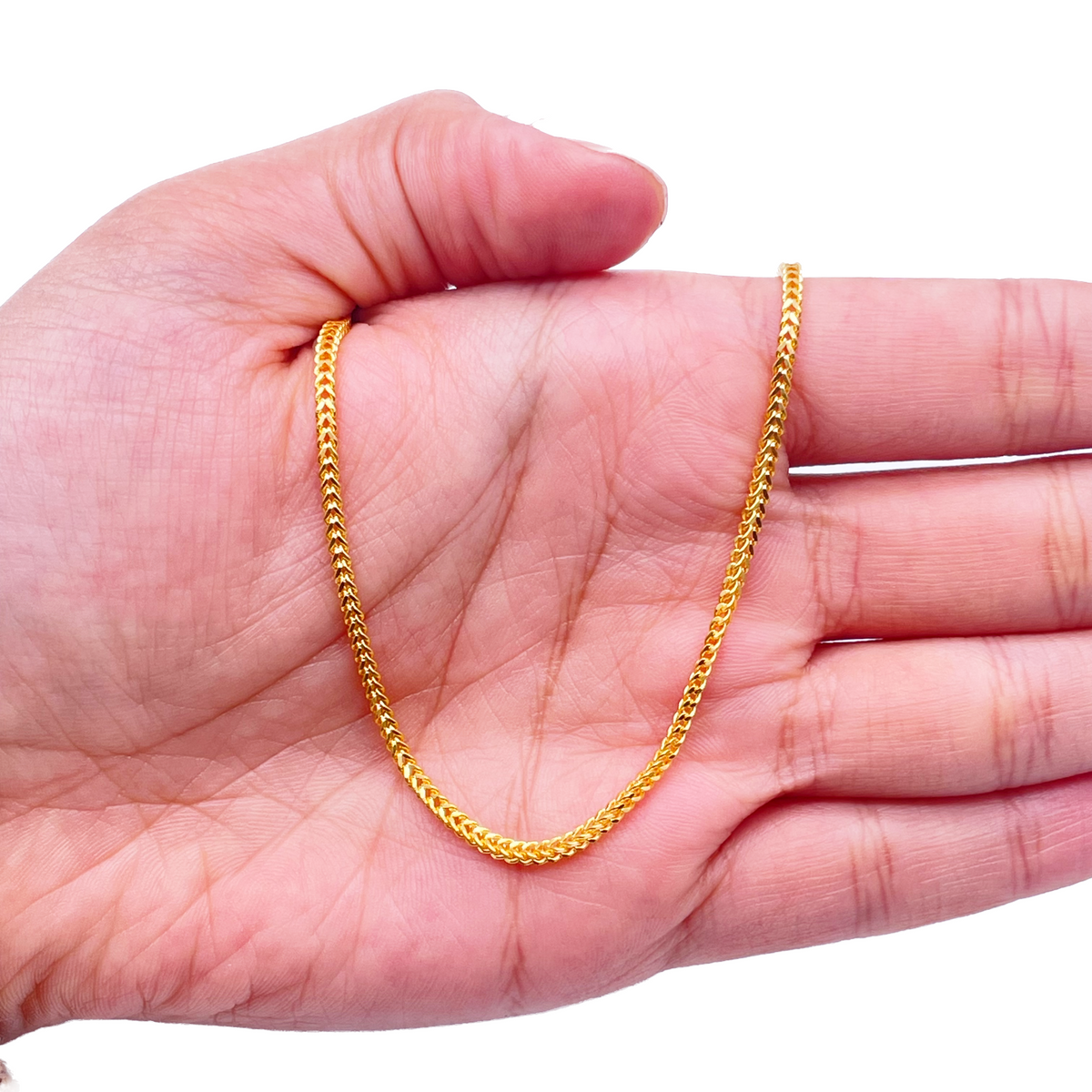 22ct Yellow Gold Foxtail Chain Necklace 22 Inches 2.2mm Width