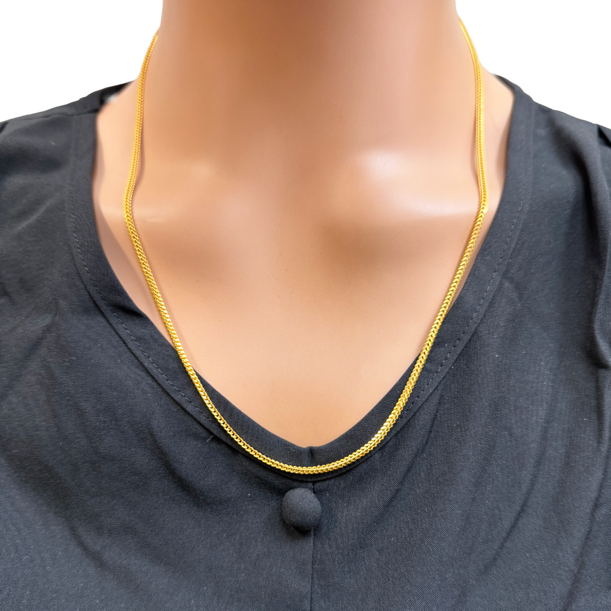 22ct Yellow Gold Foxtail Chain Necklace 22 Inches 2.2mm Width