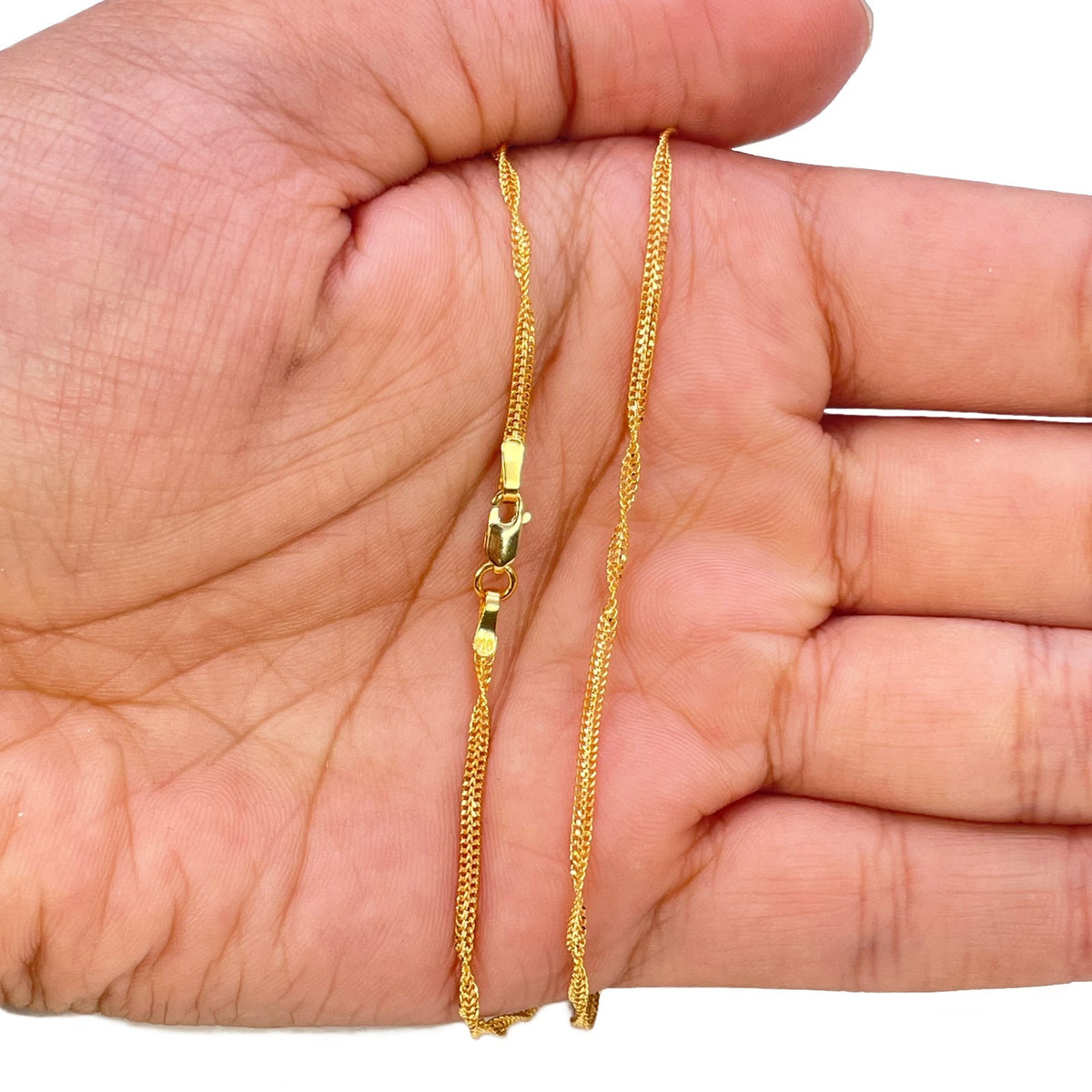 22ct Gold Singapore Twist Chain Necklace Lightweight High Polish 18 Inches
