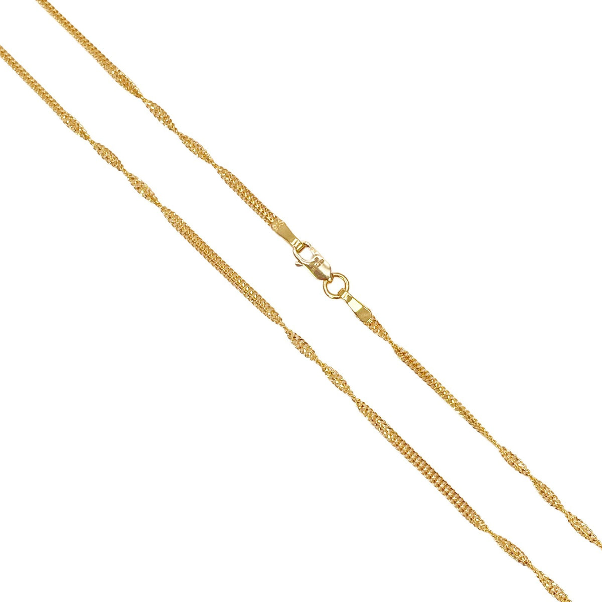 22ct Gold Singapore Twist Chain Necklace Lightweight High Polish 18 Inches