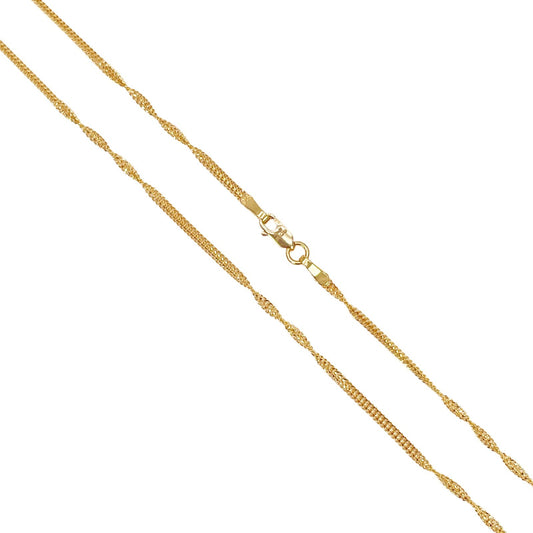 22ct Gold Singapore Twist Chain Necklace Lightweight High Polish 18 Inches