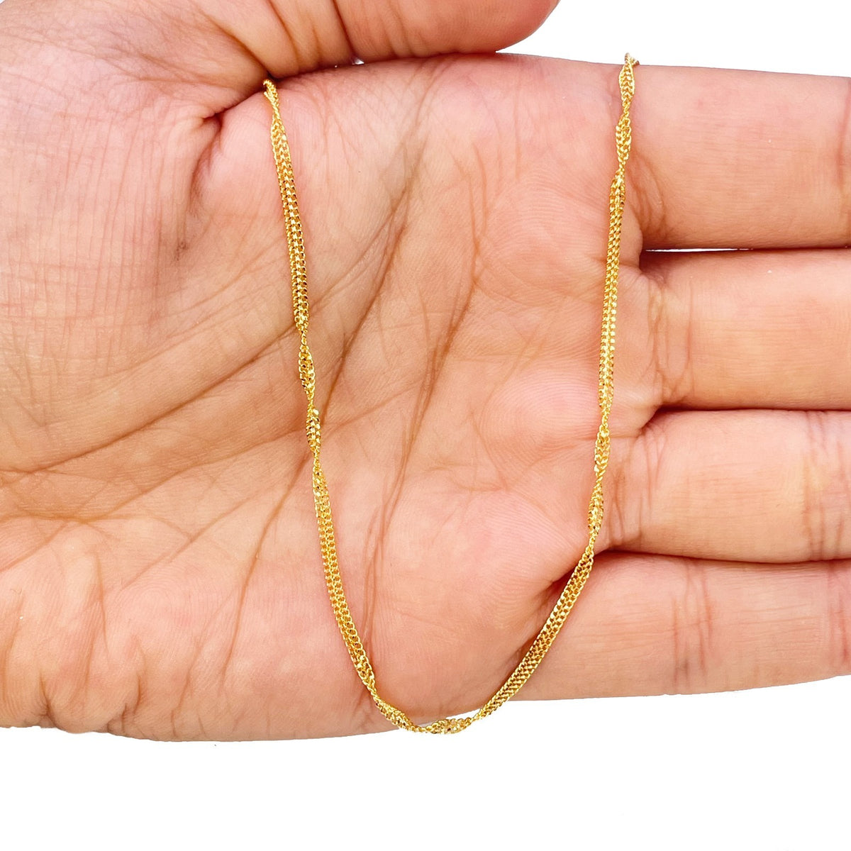 22ct Gold Singapore Twist Chain Necklace Lightweight High Polish 18 Inches