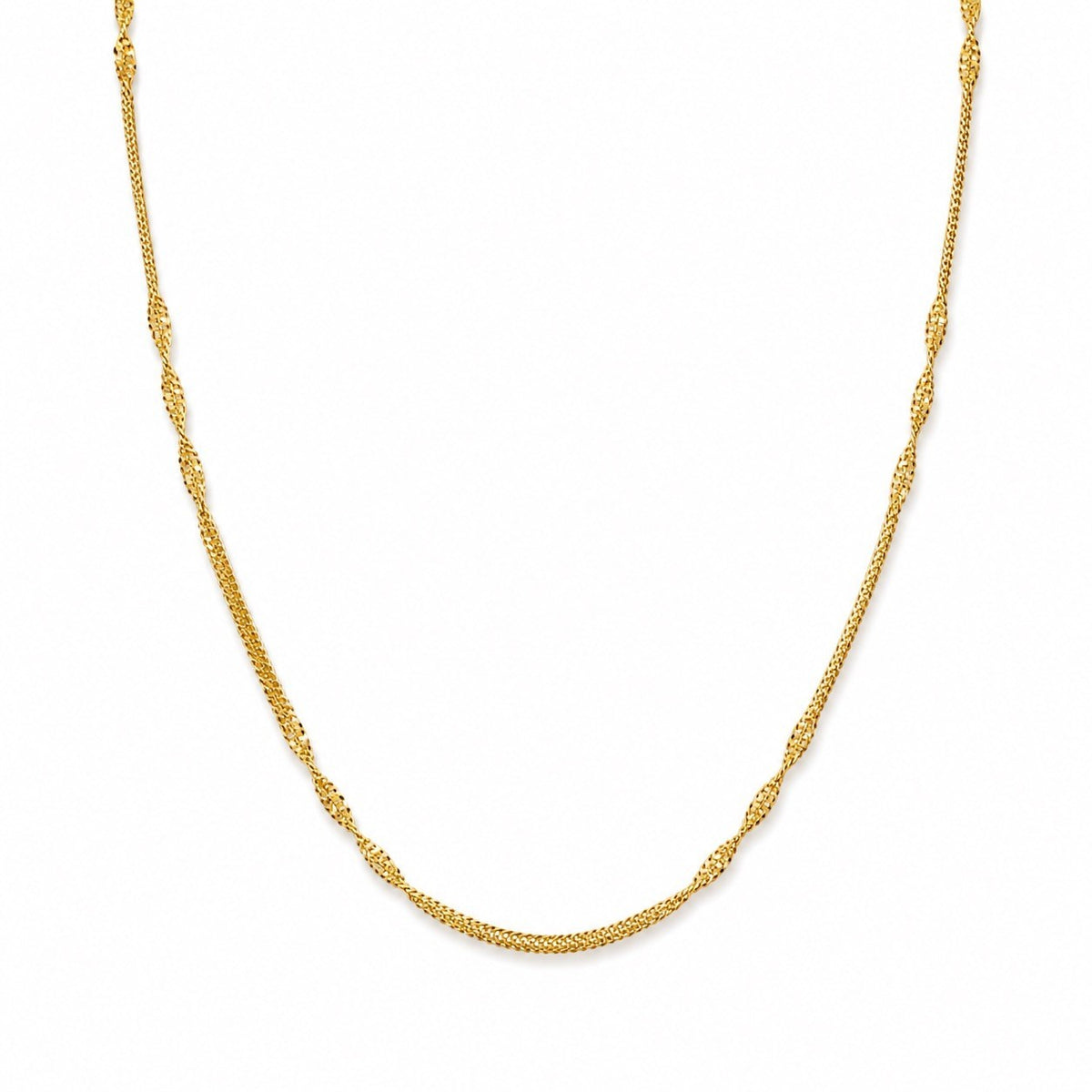 22ct Gold Singapore Twist Chain Necklace Lightweight High Polish 18 Inches