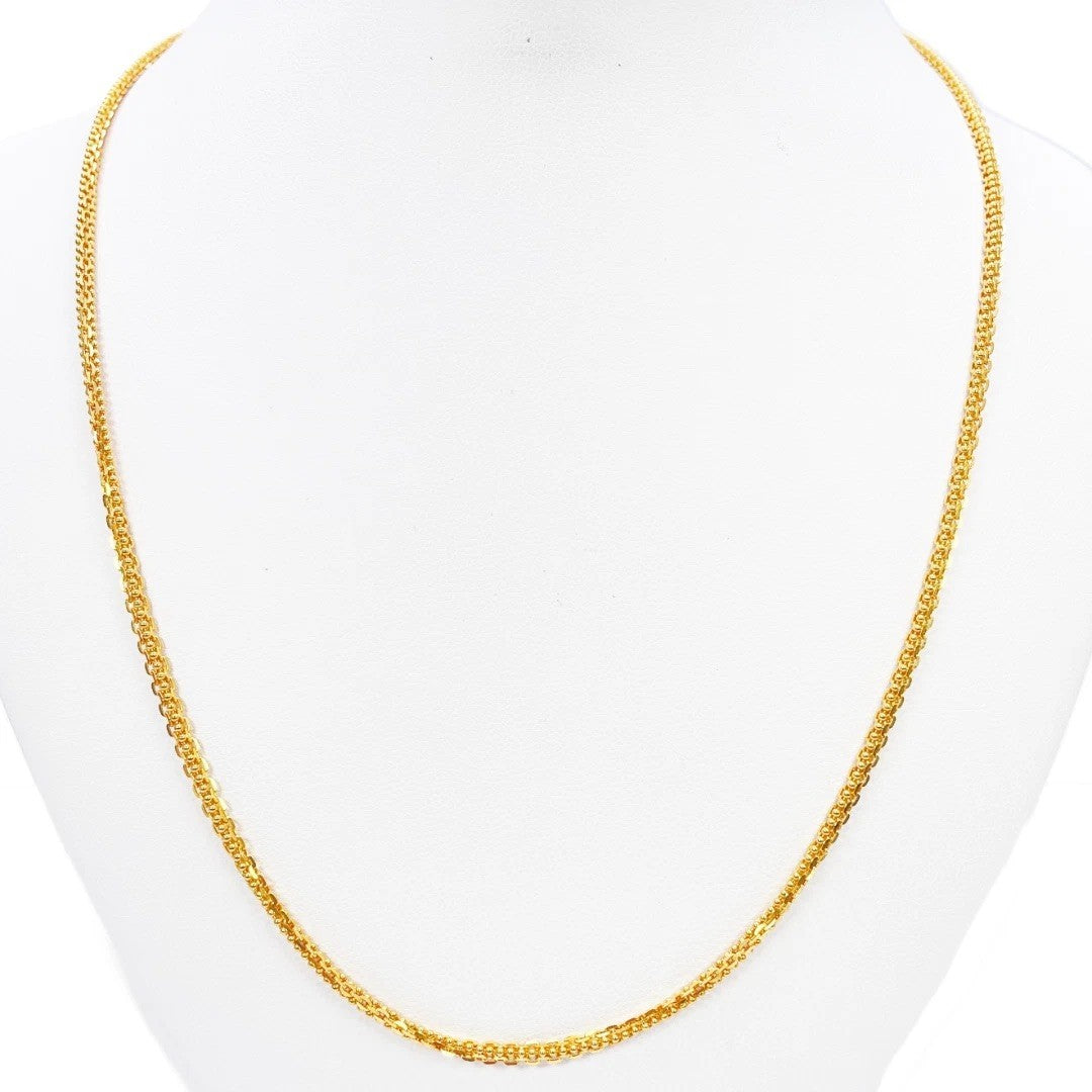 22ct Yellow Gold Small Beaded Linked Chain Necklace 22 Inches 2.5mm Width